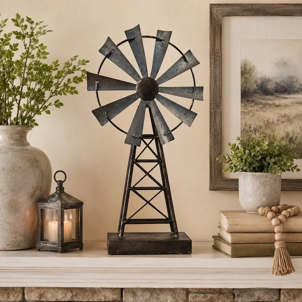 Windmill Galvanized Metal Tabletop Barn Wedding 16
